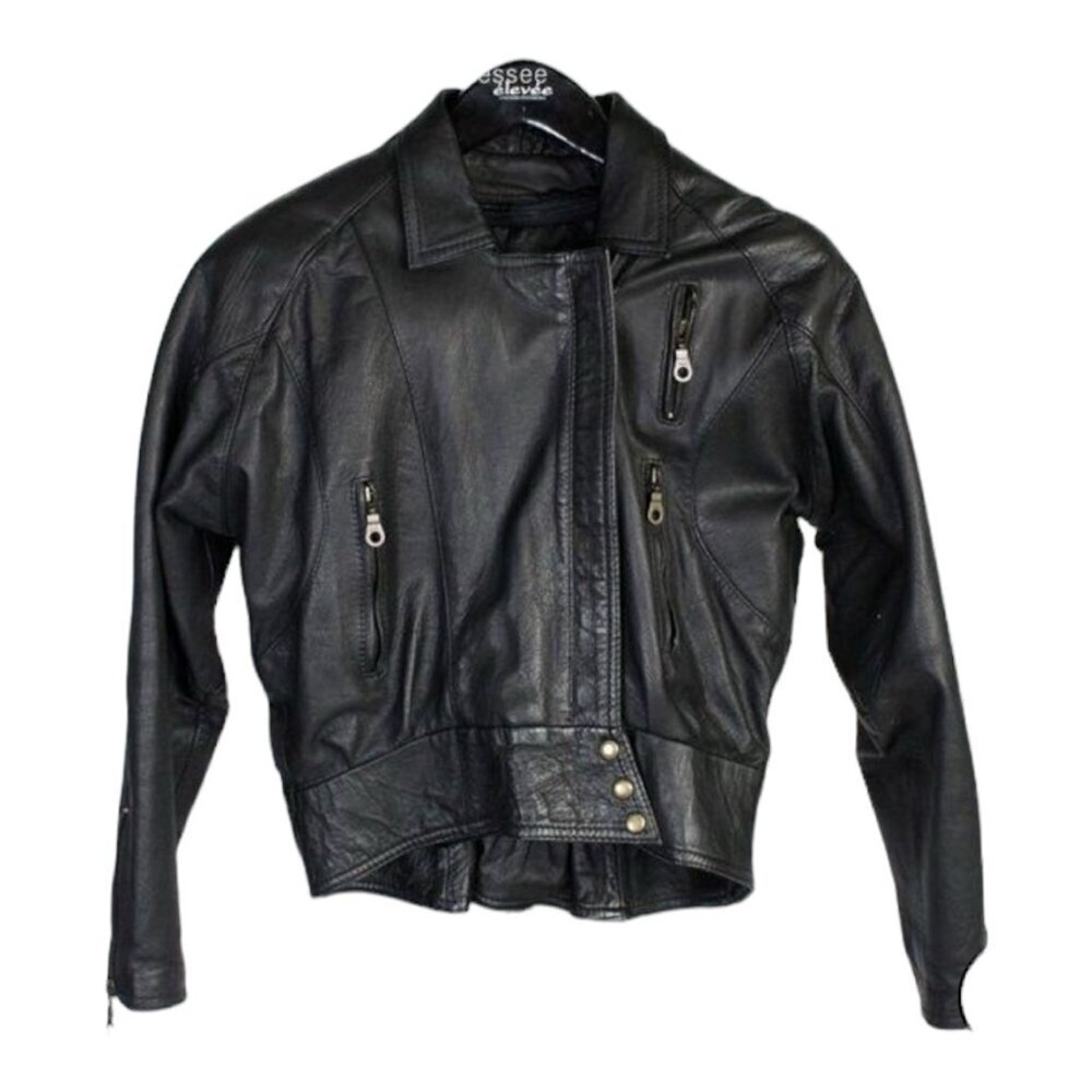 Protech Motorcycle Black Leather Jacket Women’s S… - image 1